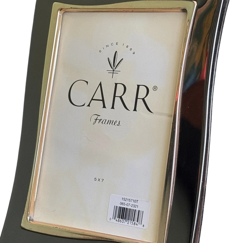 Carr 5x7 Photo Frame Silver Metal Wavy Gold Trim Modern Tabletop Decor
